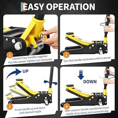 3 Ton Low Profile Hydraulic Racing Floor Jack with Dual Piston Quick Lift Pump Heavy Duty Steel Lifting Range for Car SUV Truck
