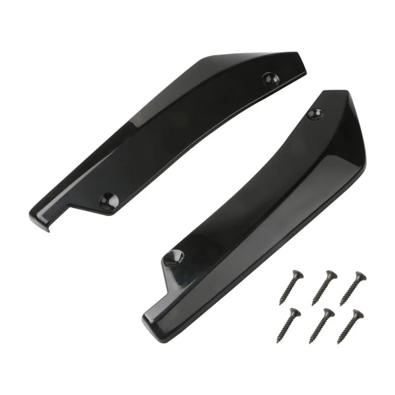 2pcs Universal Car Rear Bumper Lip Diffuser Splitter Spoiler Scratch Protector Black Carbon Fiber Rear Lip Wrap Angle Splitters