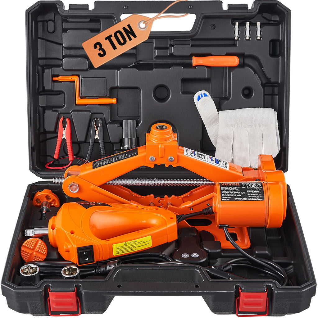 SucceBuy Electric Car Jack 3Tons/6600lbs 12V Electric Scissor Jack Portable Car Jack for SUV Truck Sedan Tire Change Replacement