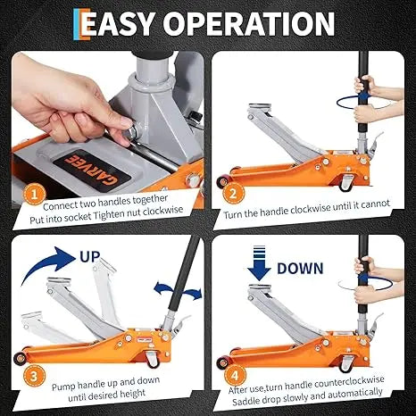 3 Ton Low Profile Hydraulic Racing Floor Jack with Dual Piston Quick Lift Pump Heavy Duty Steel Lifting Range for Car SUV Truck