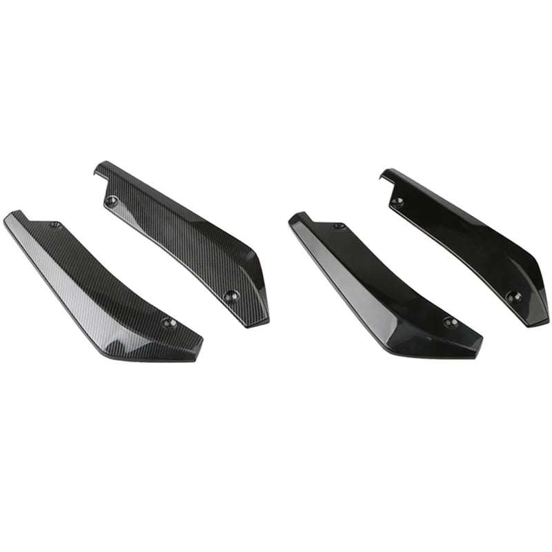 2pcs Universal Car Rear Bumper Lip Diffuser Splitter Spoiler Scratch Protector Black Carbon Fiber Rear Lip Wrap Angle Splitters